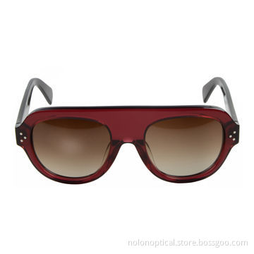 Elegant Acetate Sunglasses with Polarized Sunglass, Red Color